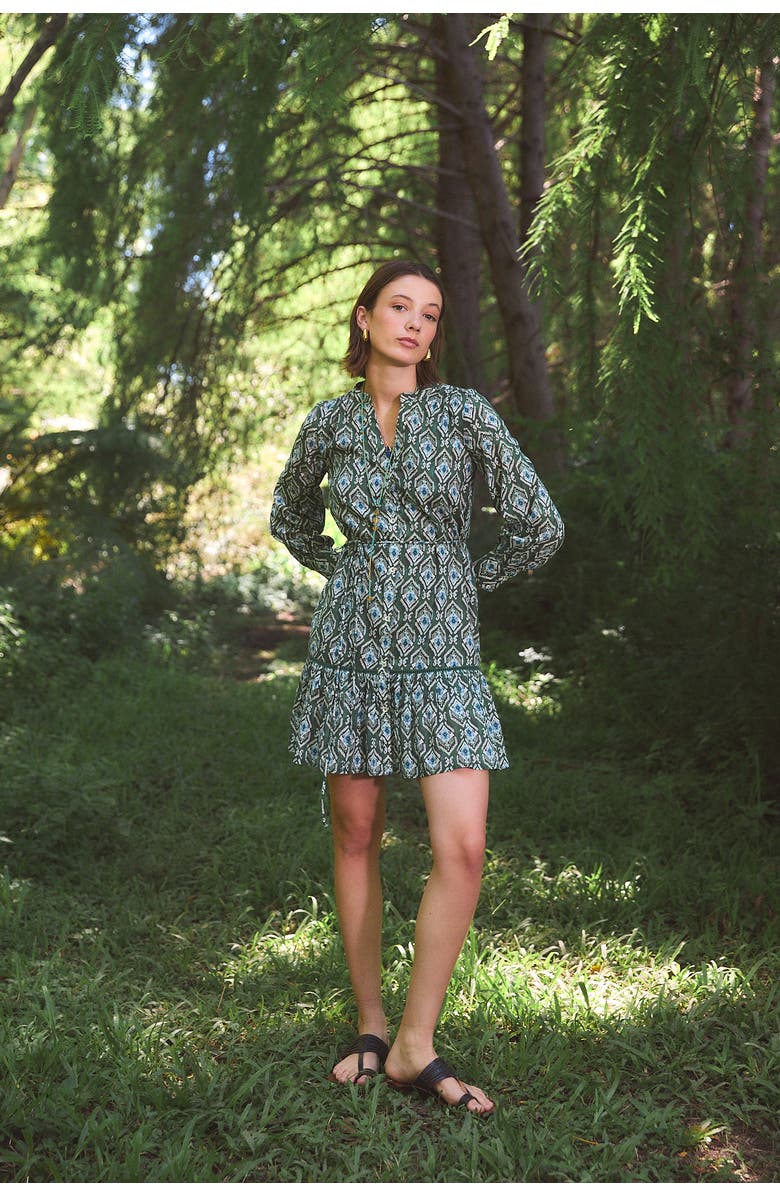 Ro's Garden Ines Short Dress, Alternate, color, Green Indra