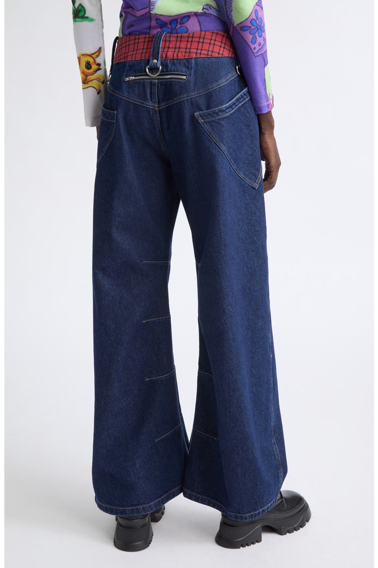 High Waist Plaid Apple Bottom Wide Leg Jeans, Alternate, color, DENIM