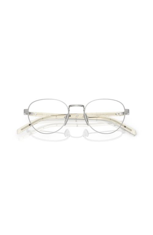 Prada 49mm Round Optical Glasses In Metallic