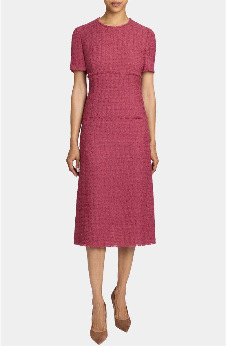 Santorelli Giulia Short Sleeve A-Line Tweed Dress, Main, color, Crushed Berry