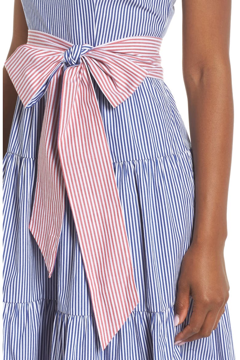 Sleeveless Tiered Sundress, Alternate, color, BLUE/ RED