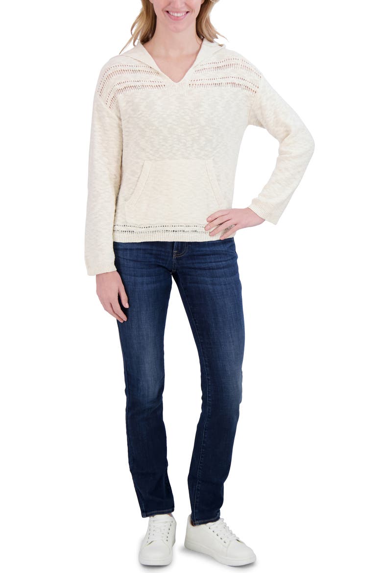 Baja Knit Sweater Hoodie, Alternate, color, NATURAL COMBO