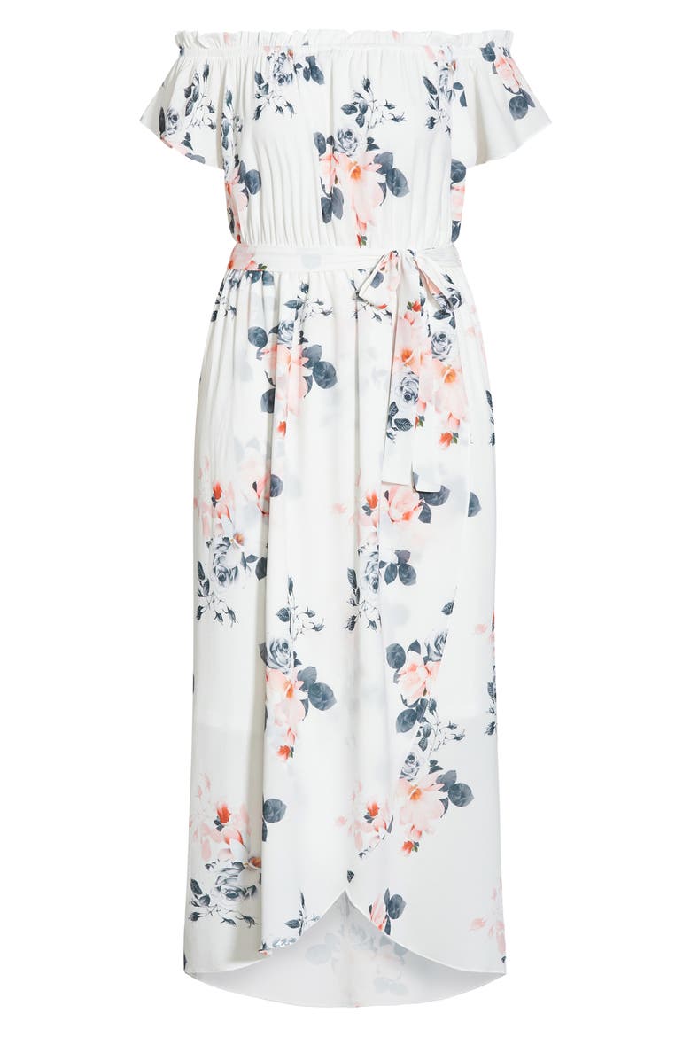 Lotus Tie Off the Shoulder Dress, Alternate, color, IV LOTUS LUST