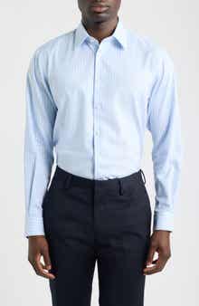 Traditional Fit Stripe Premium Non-Iron Cotton Dress Shirt
