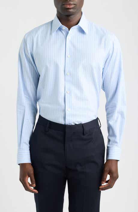 Traditional Fit Stripe Premium Non-Iron Cotton Dress Shirt