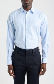 Nordstrom Traditional Fit Stripe Premium Non-Iron Cotton Dress Shirt