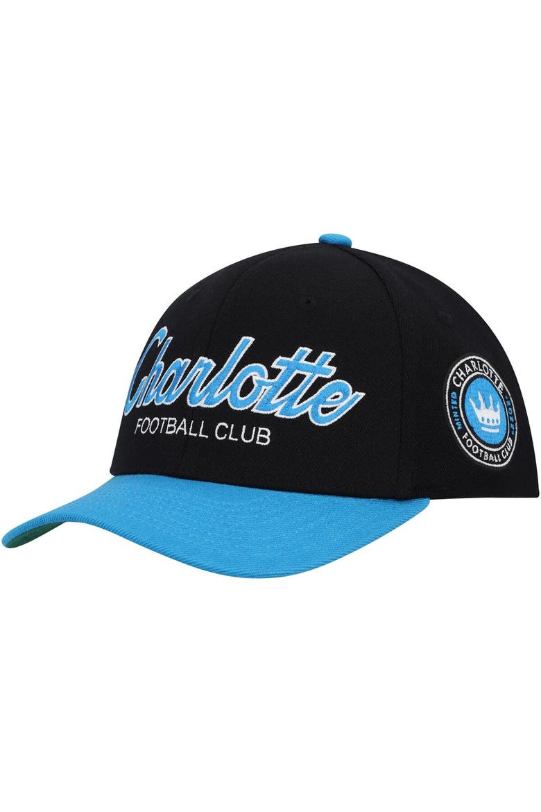Men's Mitchell & Ness Black Charlotte FC Team Script 2.0 Stretch Snapback Hat, Main, color, Black