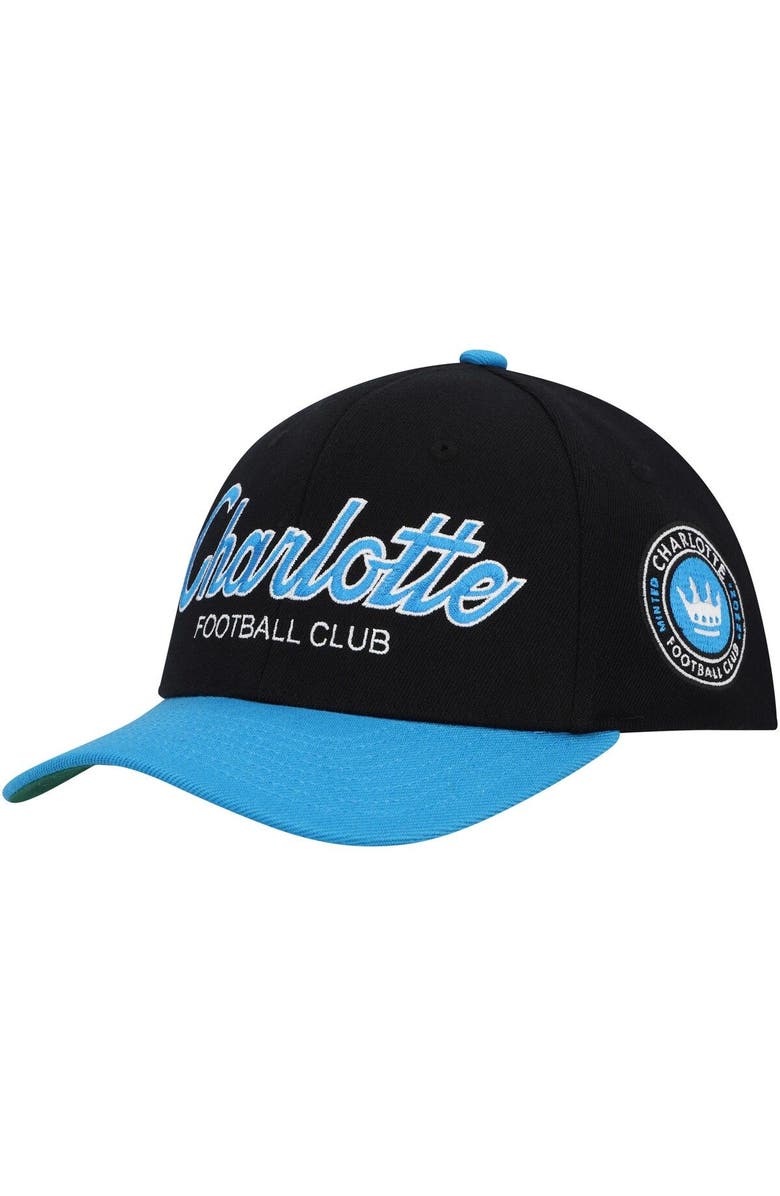 Mitchell & Ness Men's Mitchell & Ness Black Charlotte FC Team Script 2.0 Stretch Snapback Hat, Main, color, Black