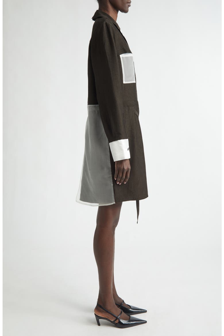 Soft Suiting Collage Long Sleeve Shirtdress, Alternate, color, NORI