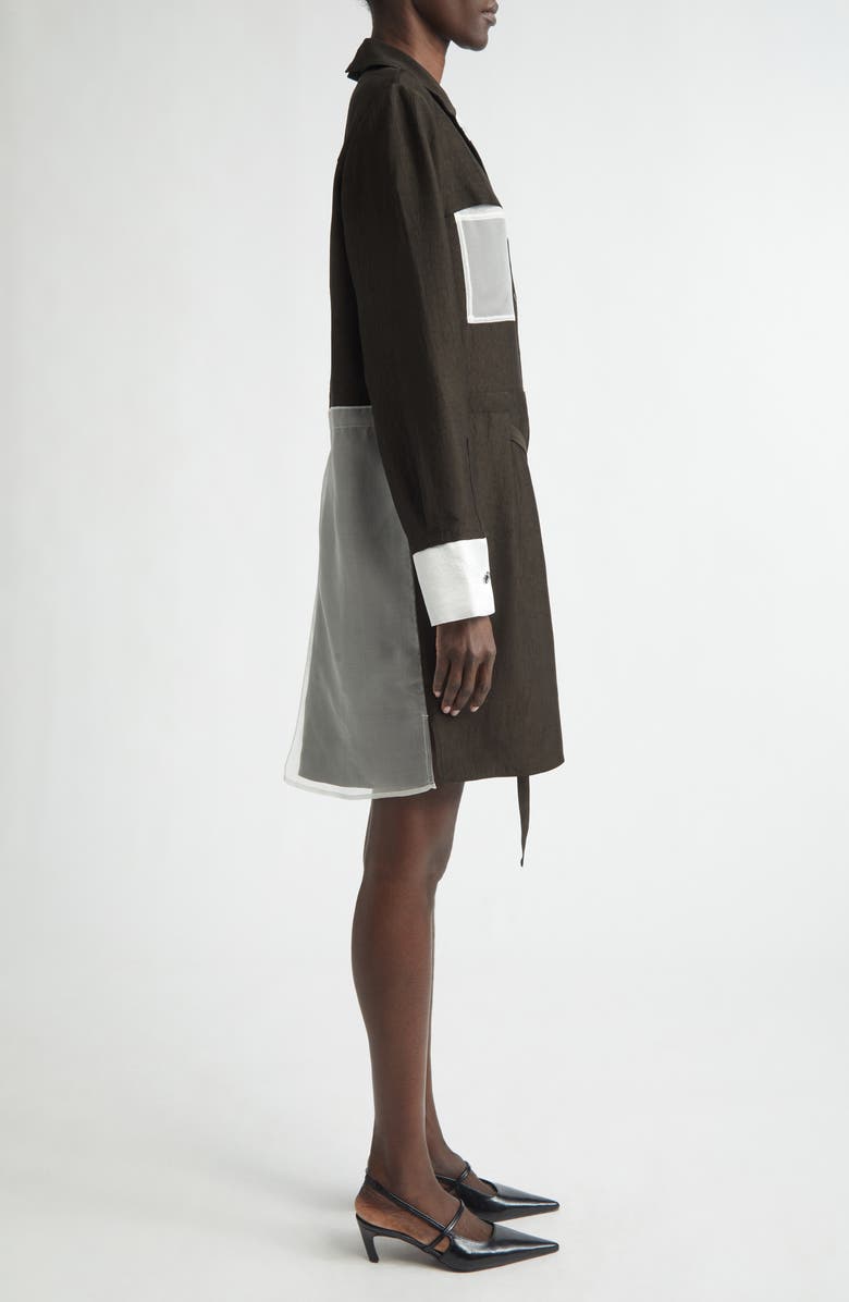 Jason Wu Collection Soft Suiting Collage Long Sleeve Shirtdress, Alternate, color, Nori