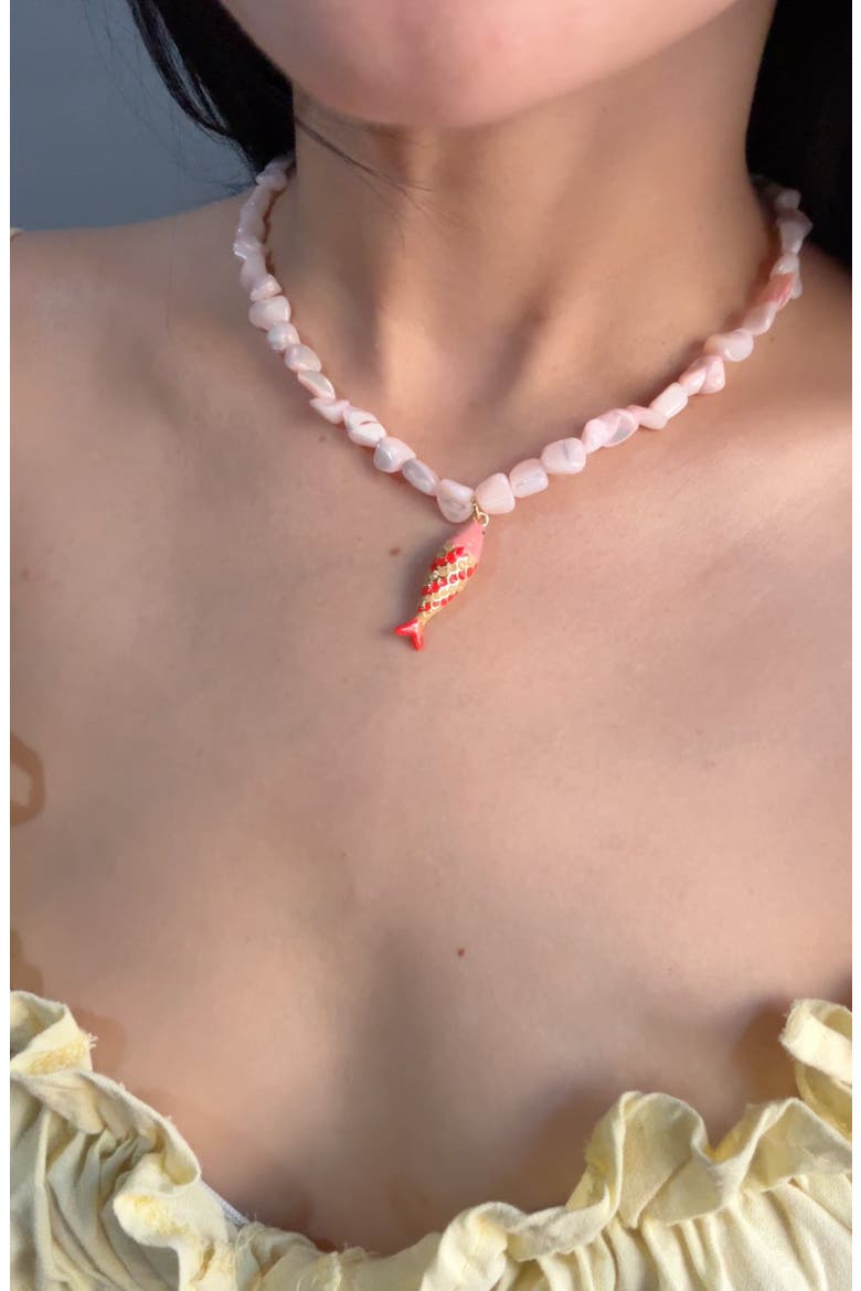 Coral Reef Pendant Necklace, Alternate, color, GOLD/ CORAL MULTI