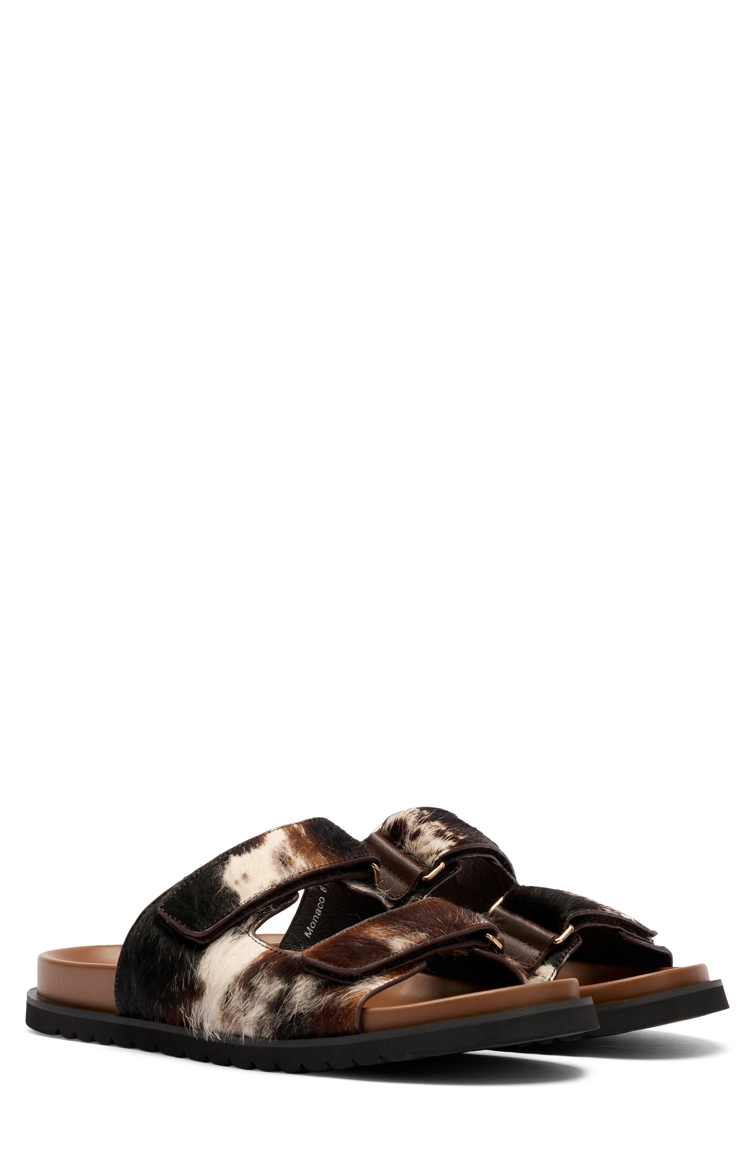 MARC NOLAN <p>Monaco Calf Hair Slide Sandal (Women)</p>, Main, color, Dark Horse