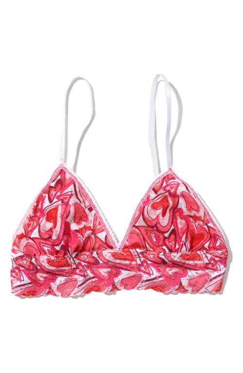 Hanky Panky Printed Signature Lace Padded Triangle Bralette In Pink