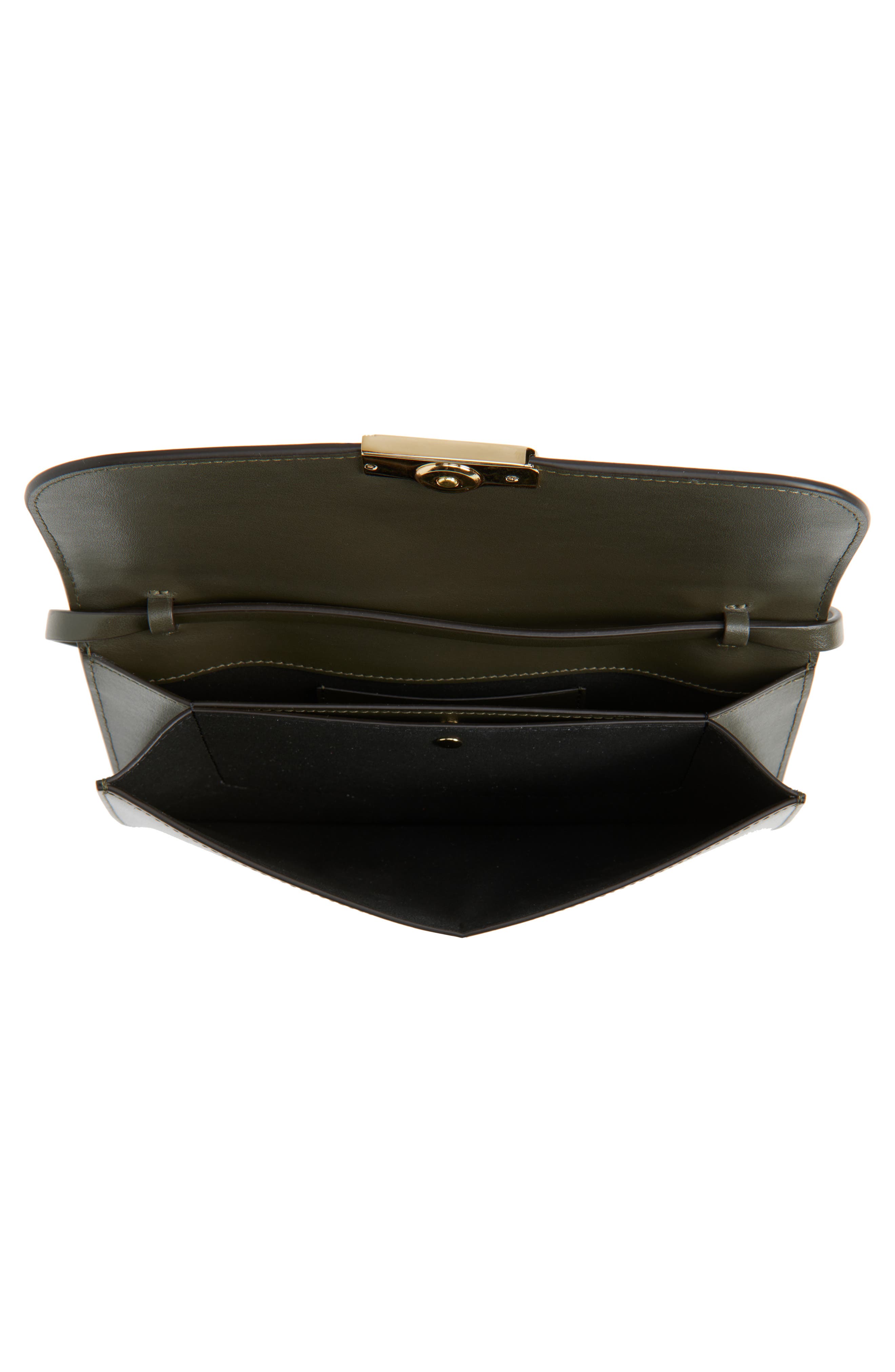 Midi Dorian Leather Top Handle Pouchette Bag, Alternate, color, DARK OLIVE