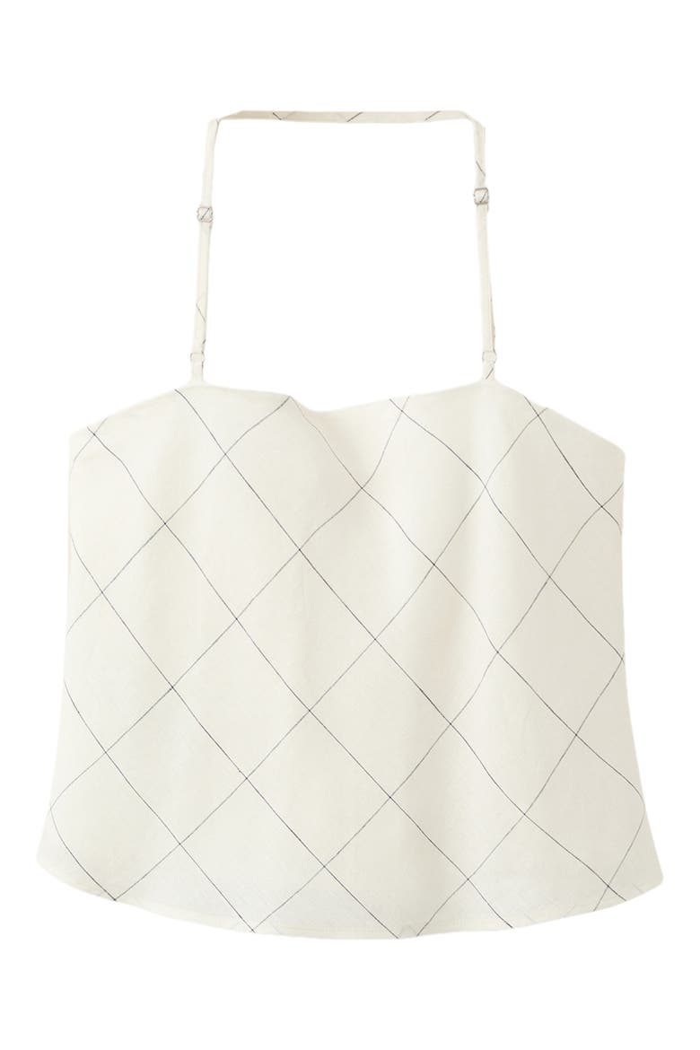 Check Linen Halter Top, Main, color, WHITE