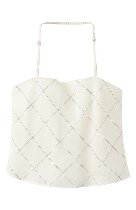 Check Linen Halter Top