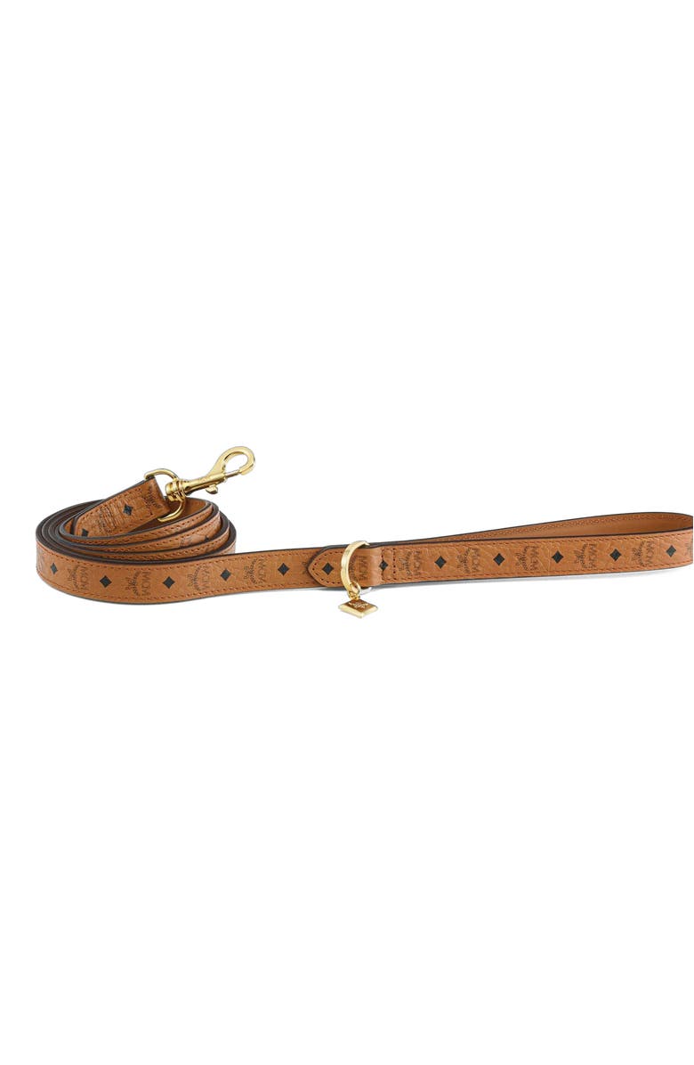 MCM Pet Leash in Monogram Print Leather, Main, color, 