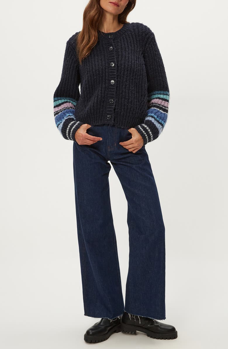 Michael Stars Lumi Stripe Cardigan, Alternate, color, Nocturnal Combo