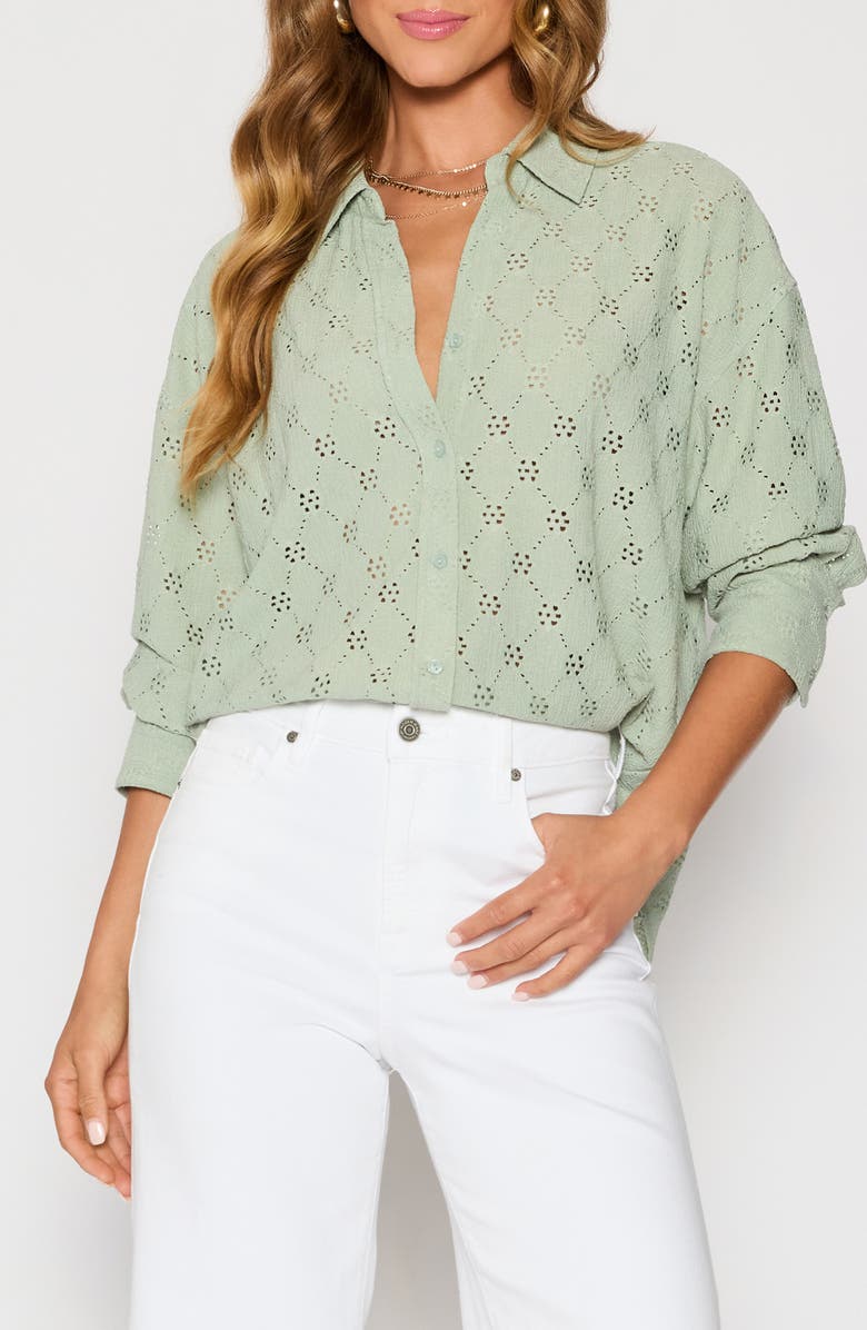 VICI Collection Amber Eyelet Crepe Button-Up Shirt, Main, color, 