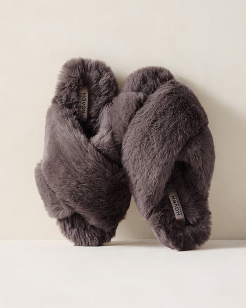 Faux Fur Criss-Cross Slippers