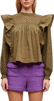 maje Linode Cotton Eyelet Blouse