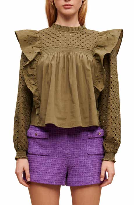 maje Linode Cotton Eyelet Blouse