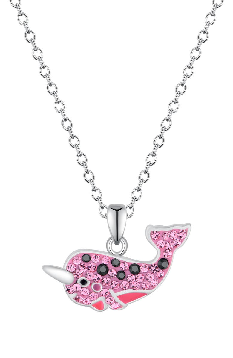 CANDELA JEWELRY CZ Narwhal Pendant Necklace, Main, color, Pink/ Silver