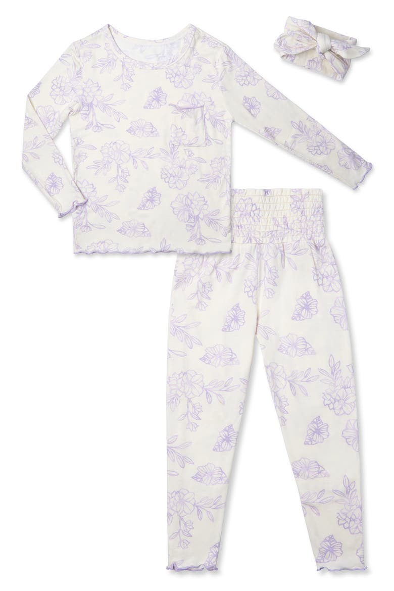 Baby Grey by Everly Grey Charlie Fitted Two-Piece Pajamas & Head Wrap Set, Main, color, BALI