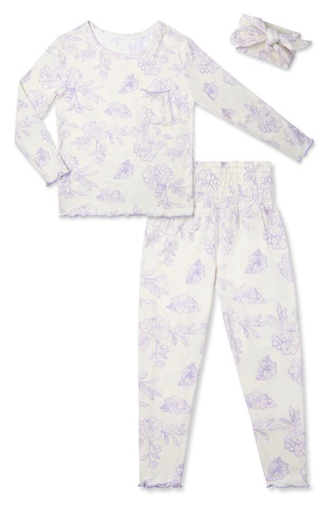 Baby Grey by Everly Grey Charlie Fitted Two-Piece Pajamas & Head Wrap Set