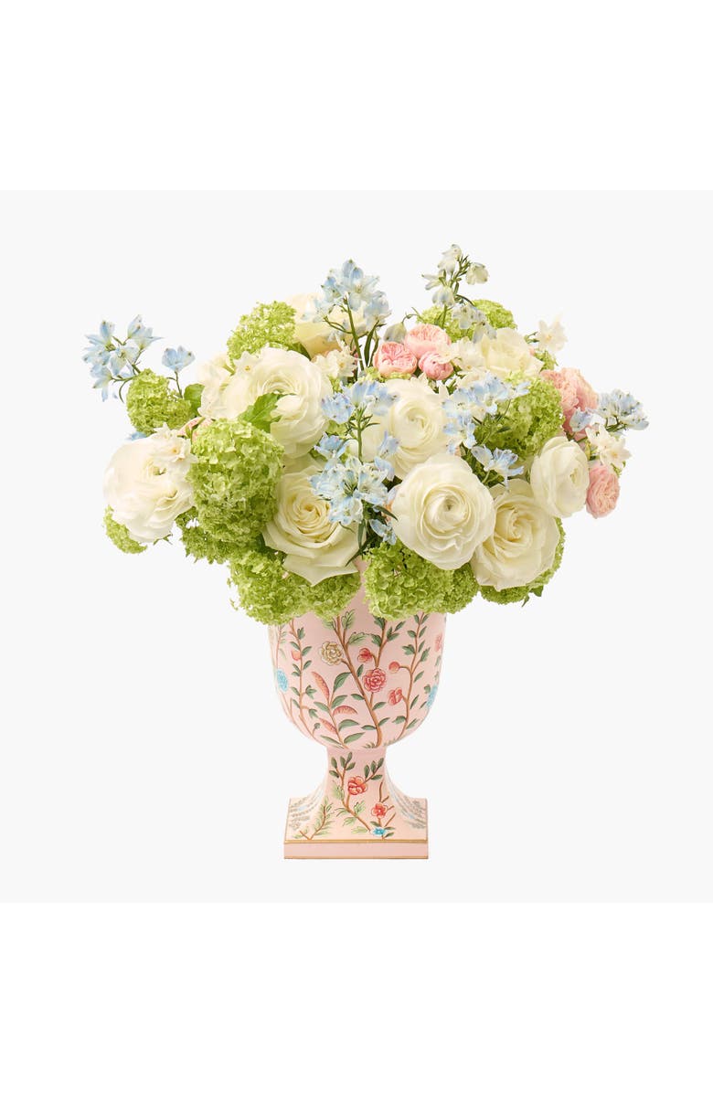 Mrs. Alice Pink Small Chinoiserie Tole Urn Vase, Main, color, Pink