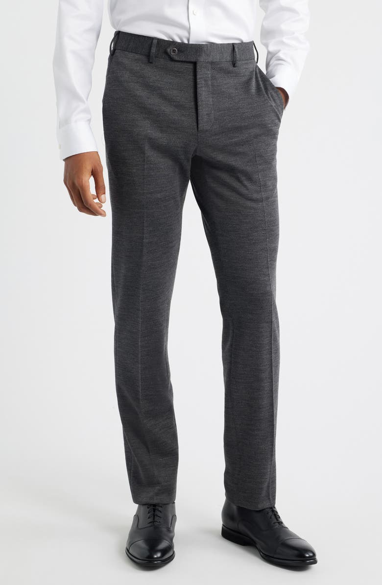 Zanella Parker Flat Front Wool Dress Pants, Main, color, Charcoal