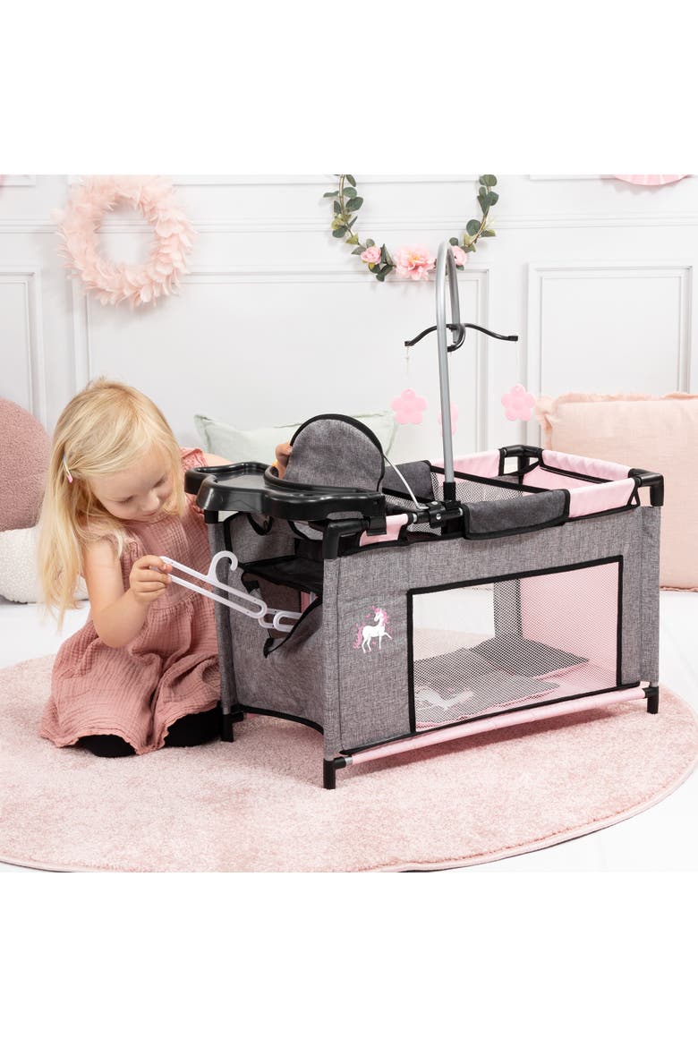 Multibed Playpen For Dolls Up To 18" With Highchair & Mobile, Alternate, color, Multicolored