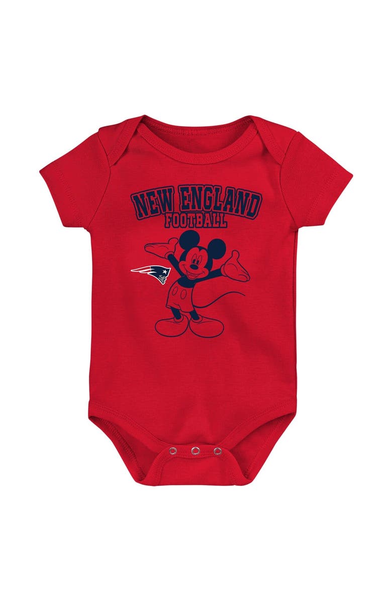 Outerstuff Newborn & Infant Navy/Red/Gray New England Patriots Three-Piece Disney Game Time Bodysuit Set, Alternate, color,