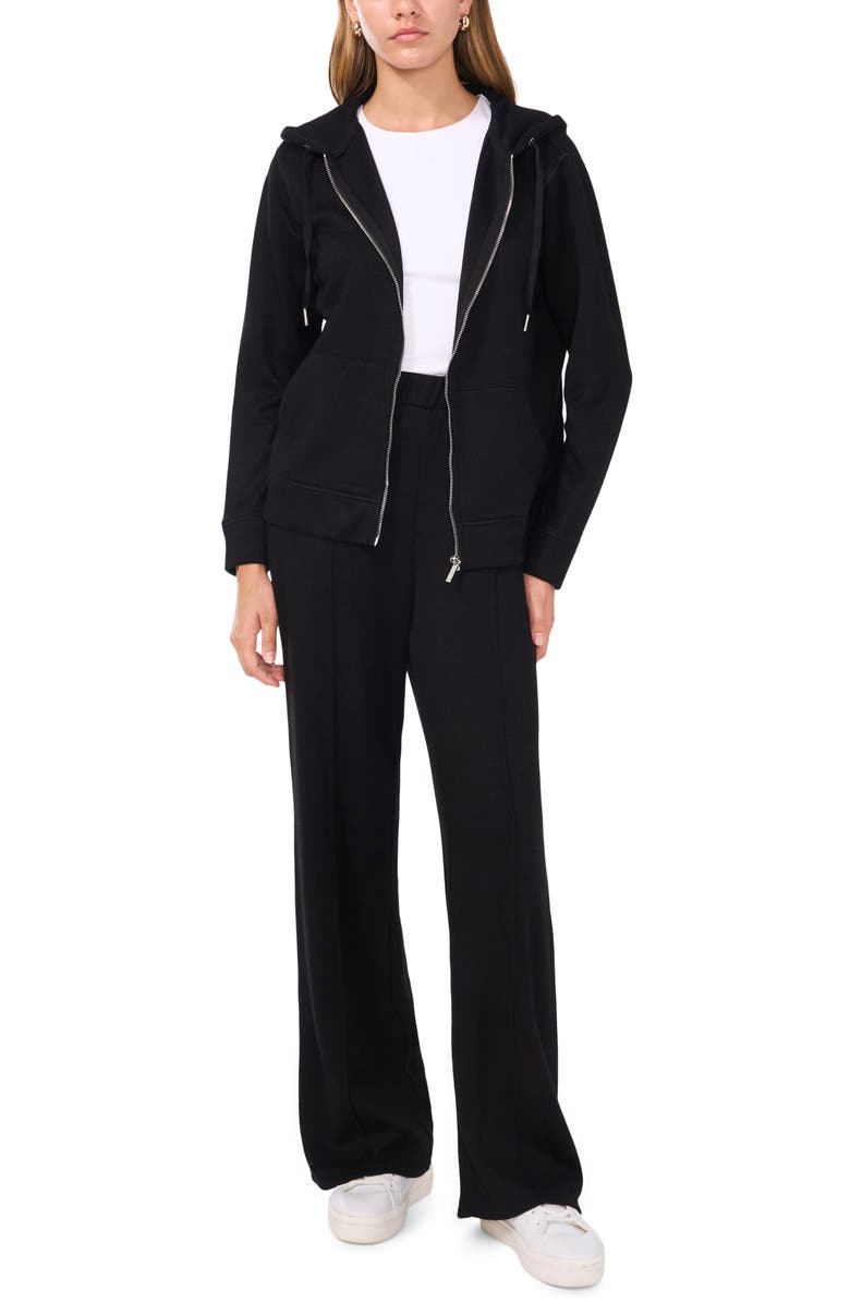 Vince Camuto Zip Front Hoodie, Alternate, color, Rich Black