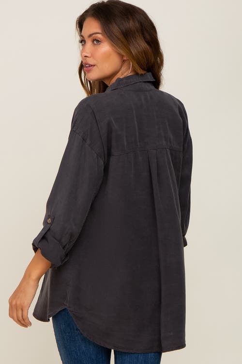 Pinkblush Button Down Top In Gray
