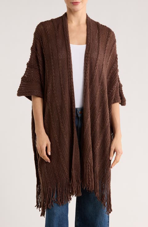 Braided Raschel Knit Ruana