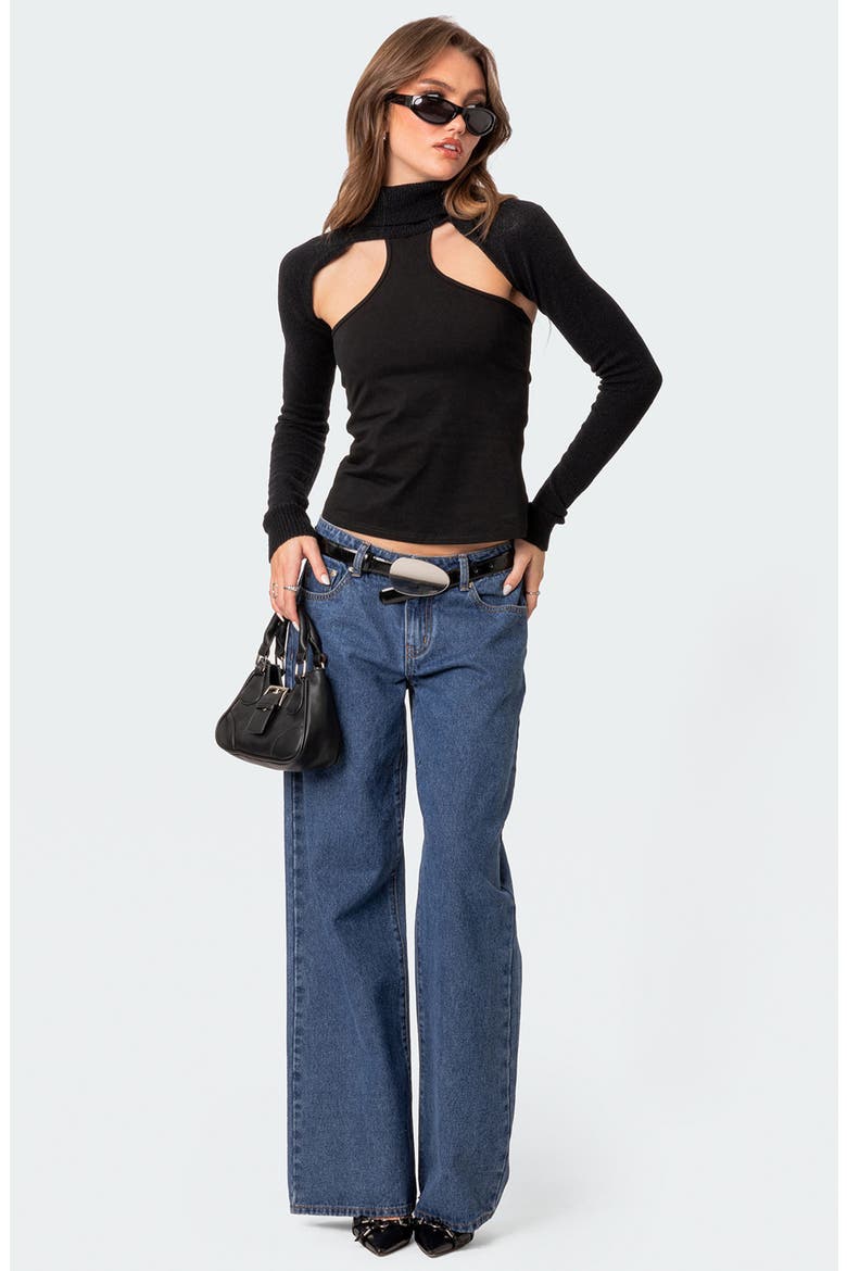 Turtleneck Shrug Sweater, Alternate, color, BLACK