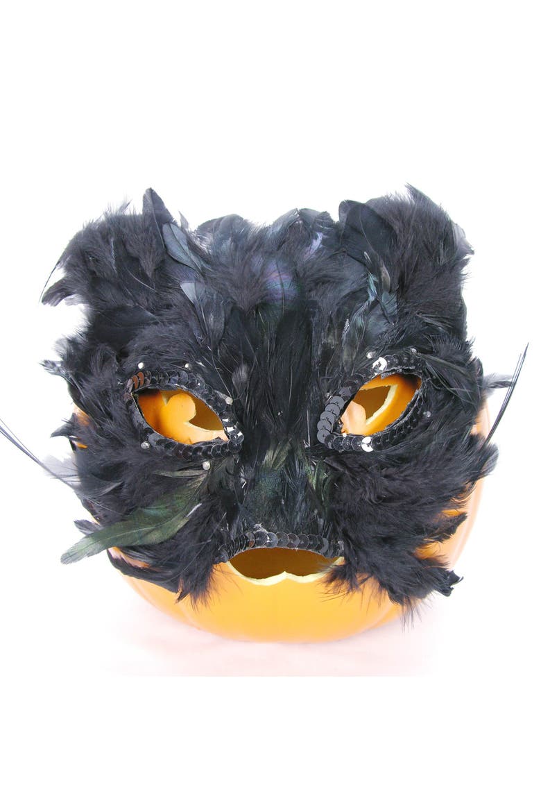 Black Cat Halloween Decorative Costume Mask, Main, color, Black