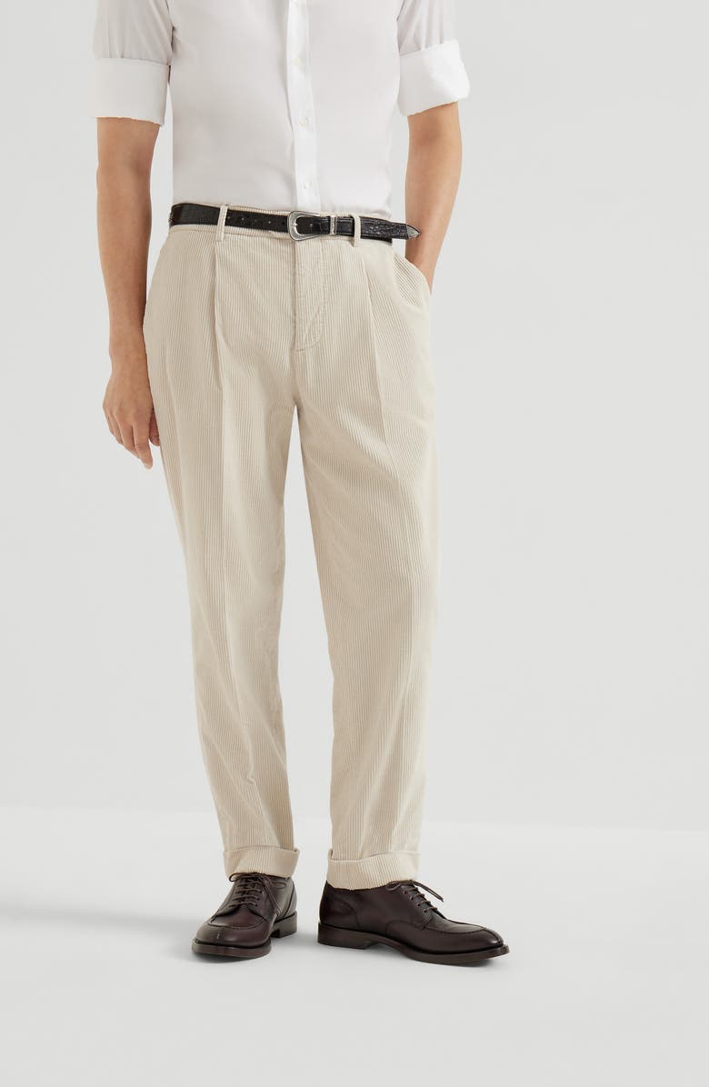 Brunello Cucinelli Garment-dyed trousers, Alternate, color, Panama