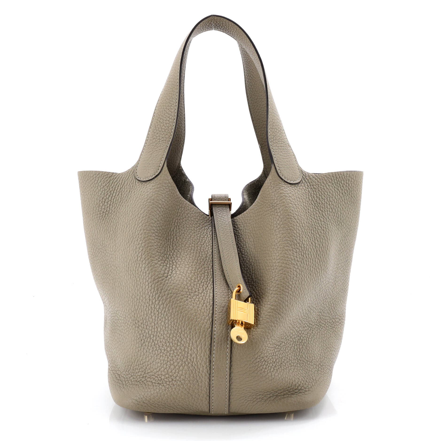 Pre-Owned Hermes Picotin Lock Bag Clemence MM, Main, color, Sauge