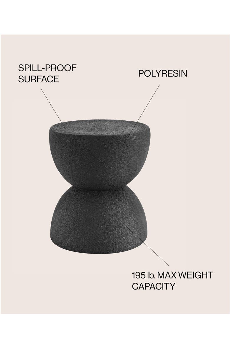 JONATHAN Y Greta 18" Mid-Century Modern Drum Indoor/Outdoor Accent Table, Alternate, color, Black Frosted