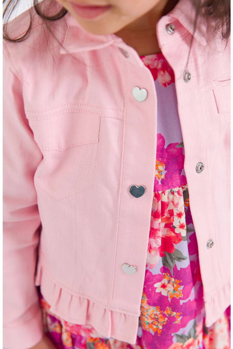 Ruffle Hem Denim Jacket, Alternate, color, PINK