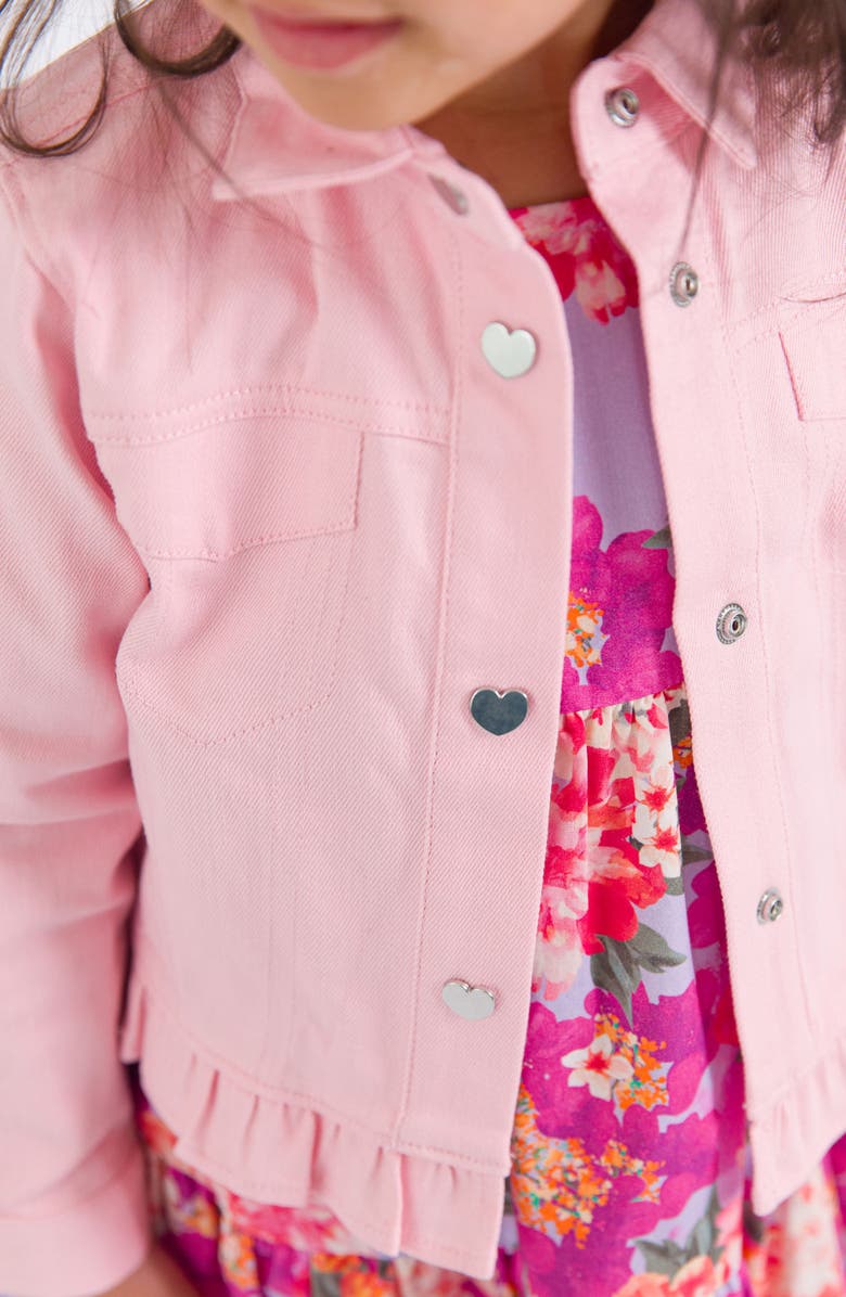 RuffleButts Ruffle Hem Denim Jacket, Alternate, color, Pink