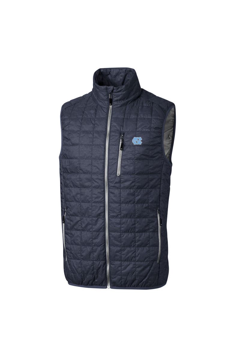 Cutter & Buck Men's Cutter & Buck Heathered Navy North Carolina Tar Heels Big & Tall Rainier PrimaLoft Eco Full-Zip Puffer Vest, Alternate, color, Heather Navy