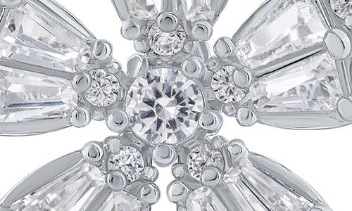 Cz By Kenneth Jay Lane Cubic Zirconia Floral Stud Earrings In Silver