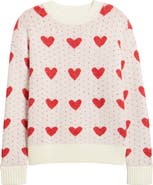 Caslon® Jacquard Heart Crewneck Sweater
