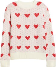 Caslon® Jacquard Heart Crewneck Sweater