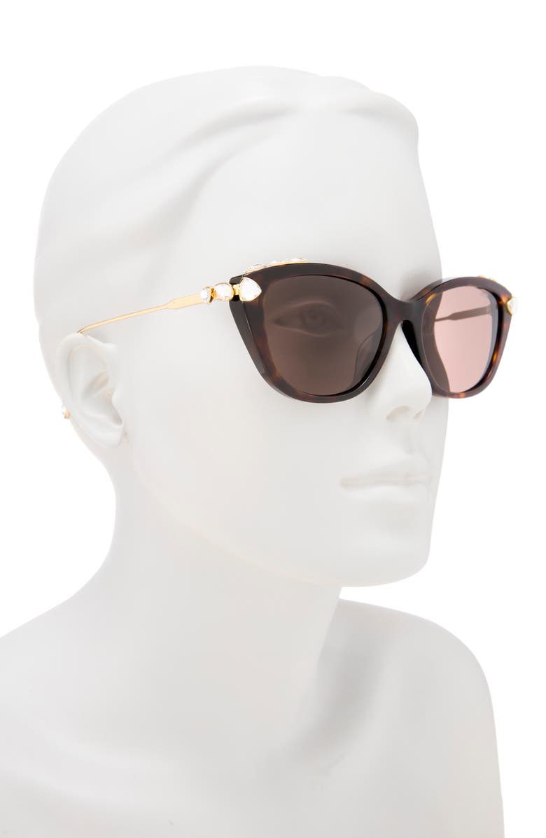 Swarovski 55mm Cat Eye Sunglasses, Alternate, color, Havana