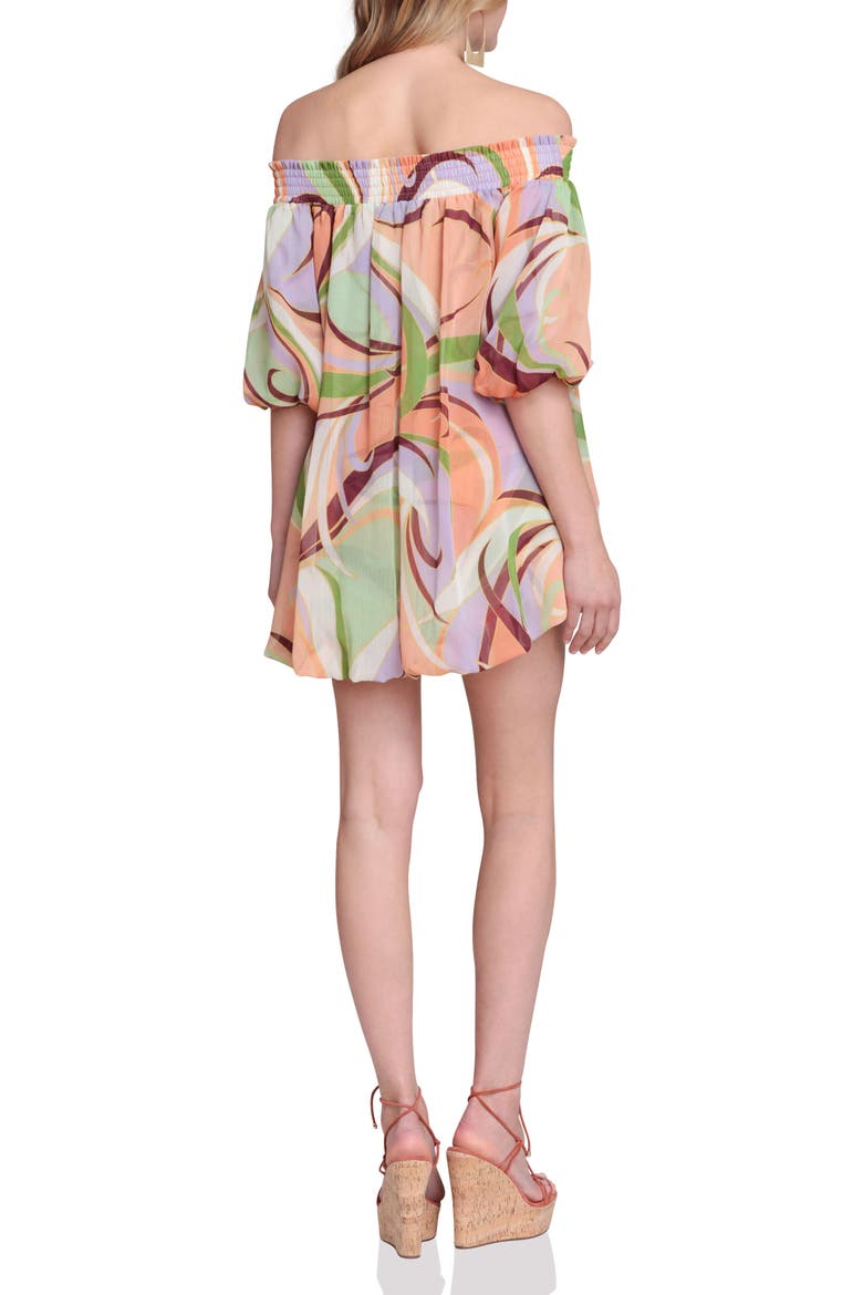 Print Off the Shoulder High-Low Romper, Alternate, color, RIVIERA FAN