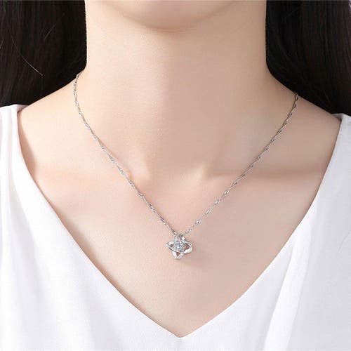 Hollywood Sensation Knot Necklace With Cubic Zirconia Stones In Silver
